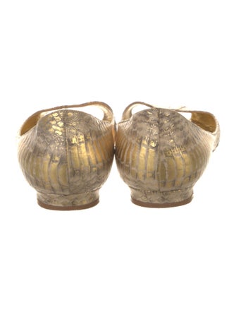 Manolo Blahnik Embossed Leather Animal Print Mules