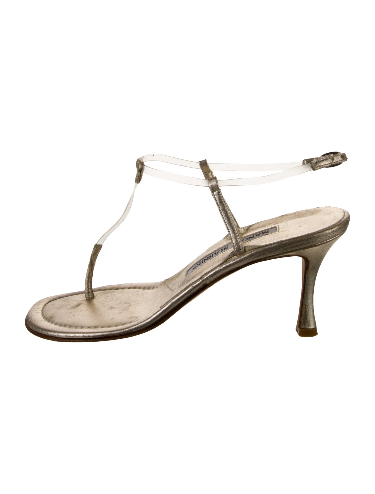 Manolo Blahnik Leather T-Strap Sandals