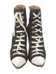 Manolo Blahnik Canvas Colorblock Pattern Lace-Up Boots