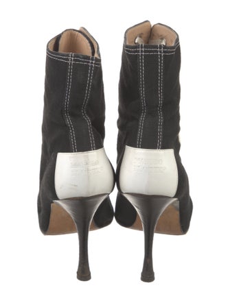 Manolo Blahnik Canvas Colorblock Pattern Lace-Up Boots