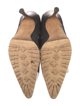 Manolo Blahnik Canvas Colorblock Pattern Lace-Up Boots