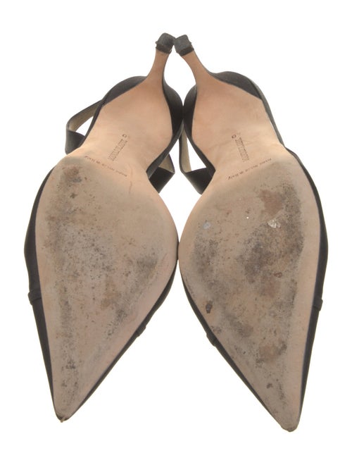 Manolo Blahnik Satin Crystal Embellishments Slingback Pumps