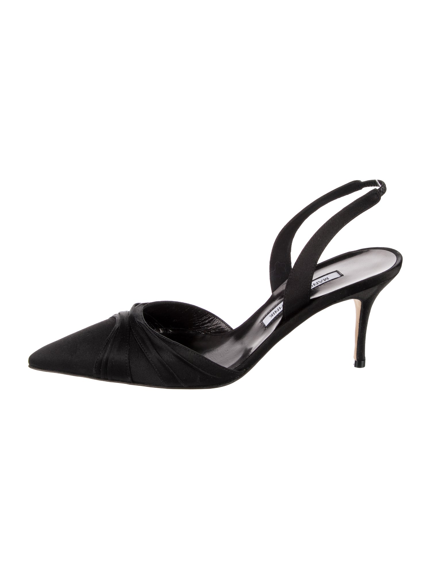 Manolo Blahnik Satin Pleated Accents Slingback Pumps