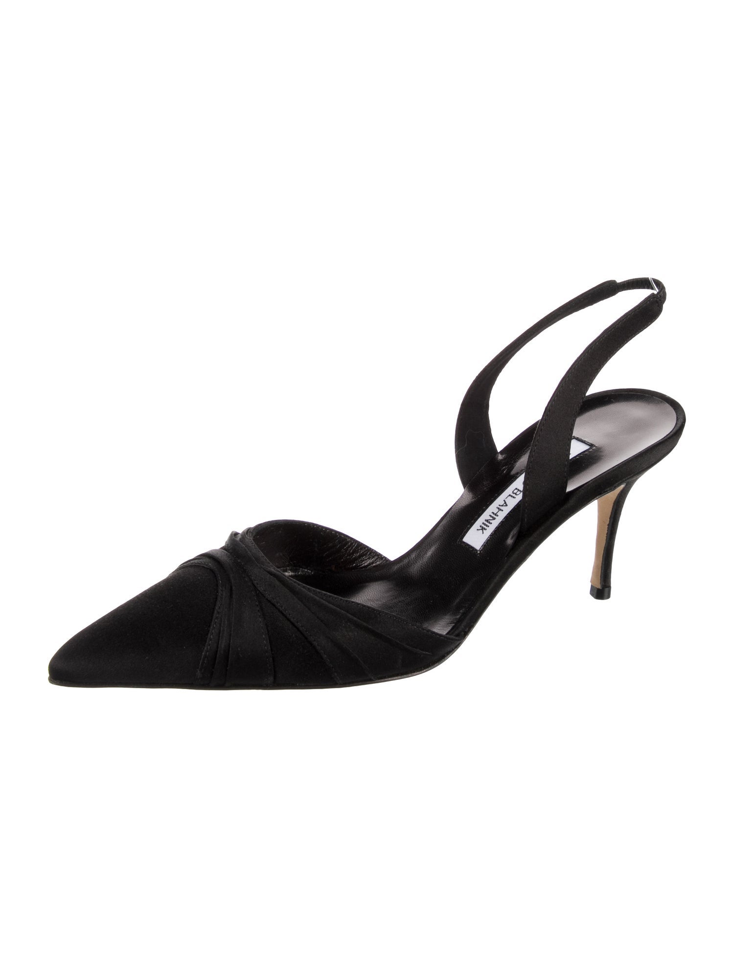 Manolo Blahnik Satin Pleated Accents Slingback Pumps