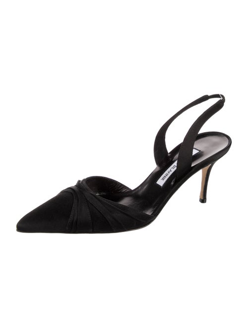 Manolo Blahnik Satin Pleated Accents Slingback Pumps