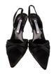 Manolo Blahnik Satin Pleated Accents Slingback Pumps