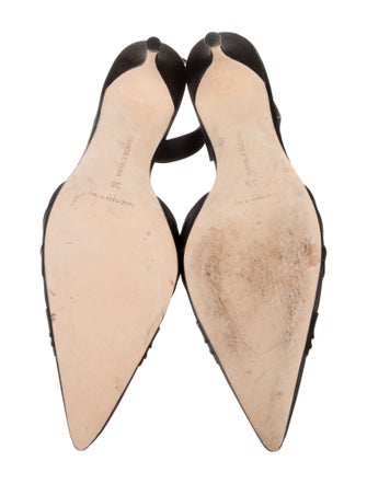 Manolo Blahnik Satin Pleated Accents Slingback Pumps