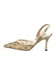 Manolo Blahnik Lace Mesh Accents Slingback Pumps