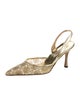 Manolo Blahnik Lace Mesh Accents Slingback Pumps