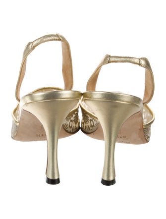 Manolo Blahnik Lace Mesh Accents Slingback Pumps