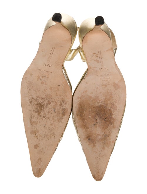 Manolo Blahnik Lace Mesh Accents Slingback Pumps