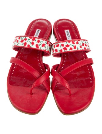Manolo Blahnik Leather Patterned Slides
