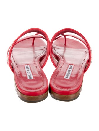 Manolo Blahnik Leather Patterned Slides