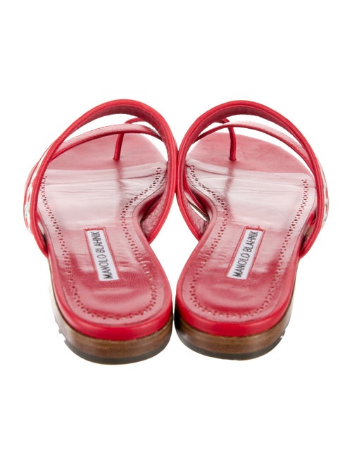 Manolo Blahnik Leather Patterned Slides