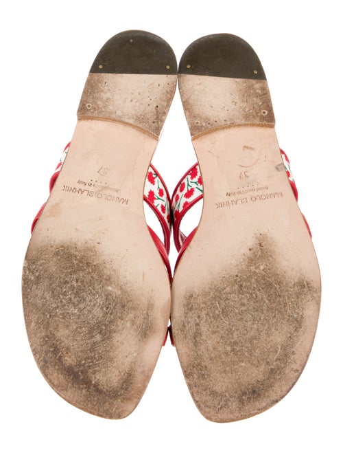 Manolo Blahnik Leather Patterned Slides