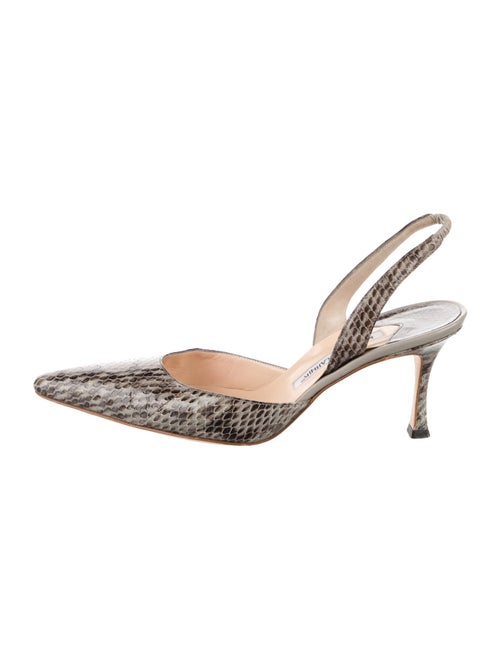 Manolo Blahnik Snakeskin Animal Print Slingback Pumps