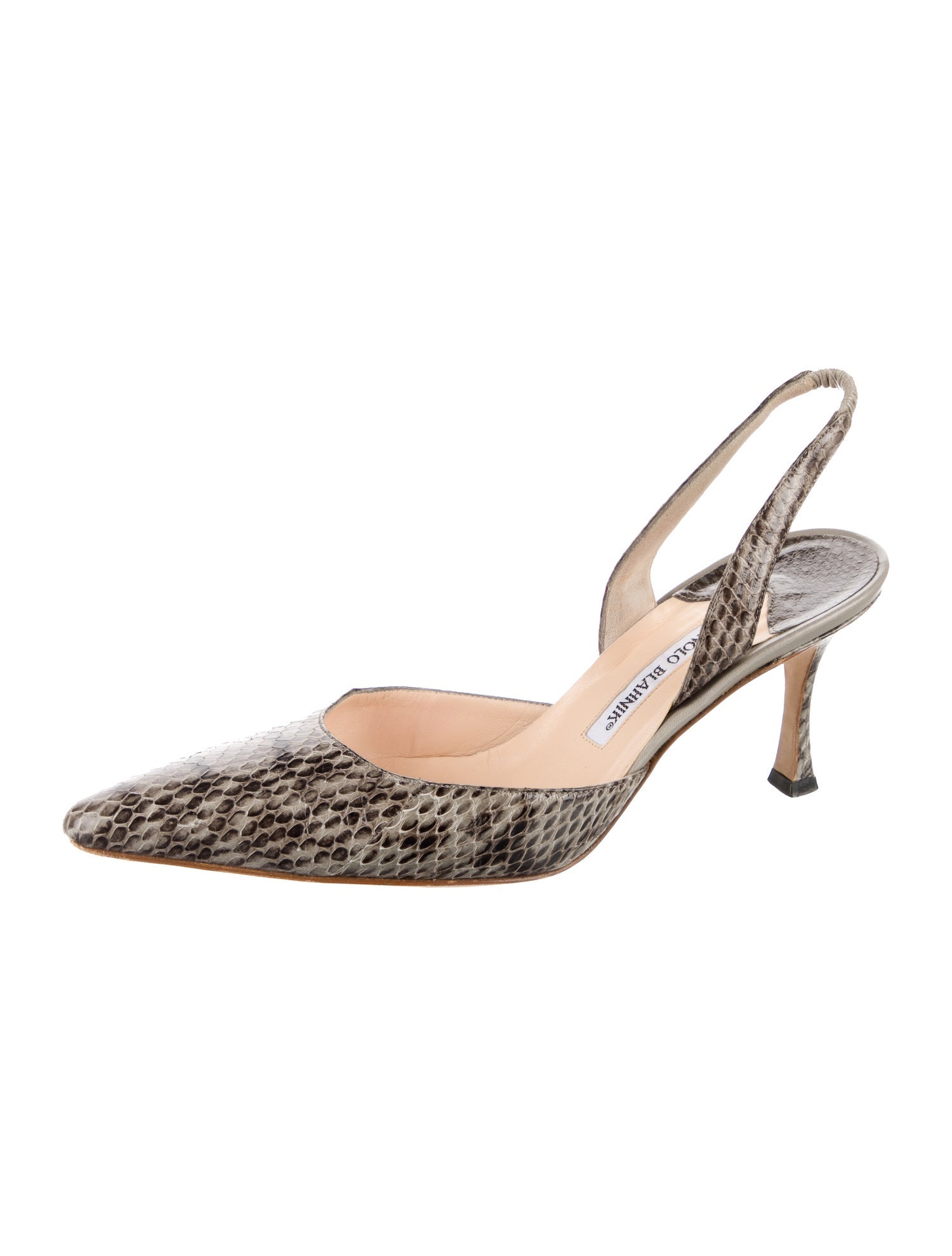 Manolo Blahnik Snakeskin Animal Print Slingback Pumps