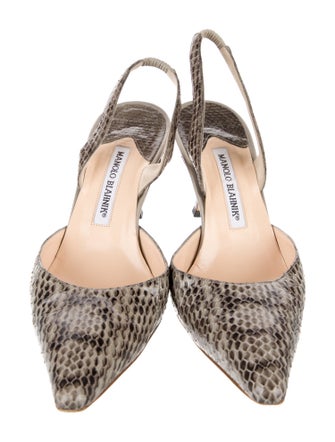 Manolo Blahnik Snakeskin Animal Print Slingback Pumps