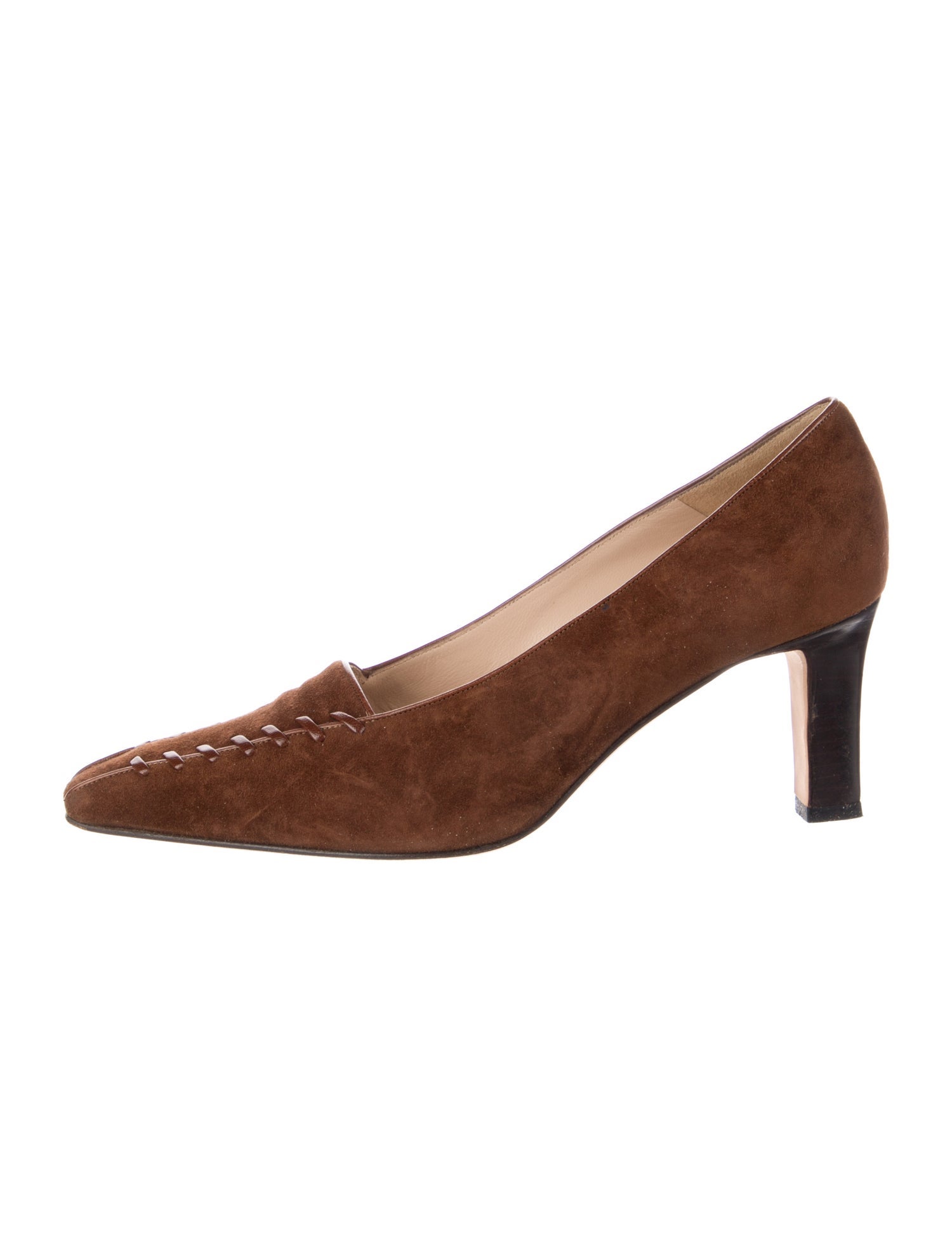 Manolo Blahnik Suede Whipstitch Trim Pumps