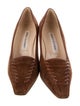 Manolo Blahnik Suede Whipstitch Trim Pumps