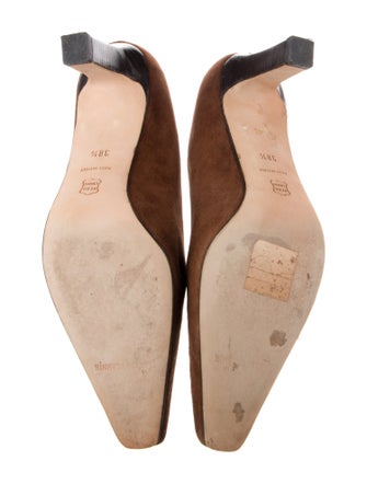 Manolo Blahnik Suede Whipstitch Trim Pumps