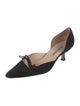 Manolo Blahnik Suede Bow Accents D'Orsay Pumps