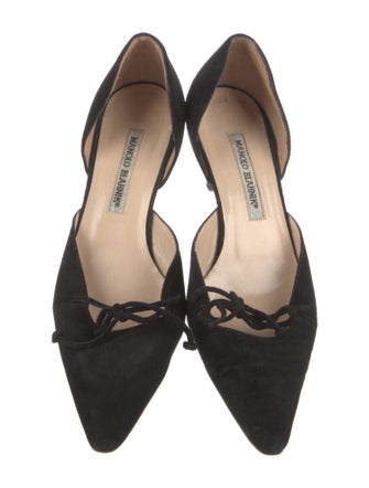Manolo Blahnik Suede Bow Accents D'Orsay Pumps
