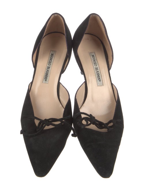 Manolo Blahnik Suede Bow Accents D'Orsay Pumps