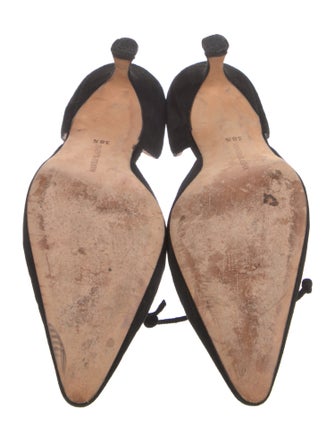 Manolo Blahnik Suede Bow Accents D'Orsay Pumps