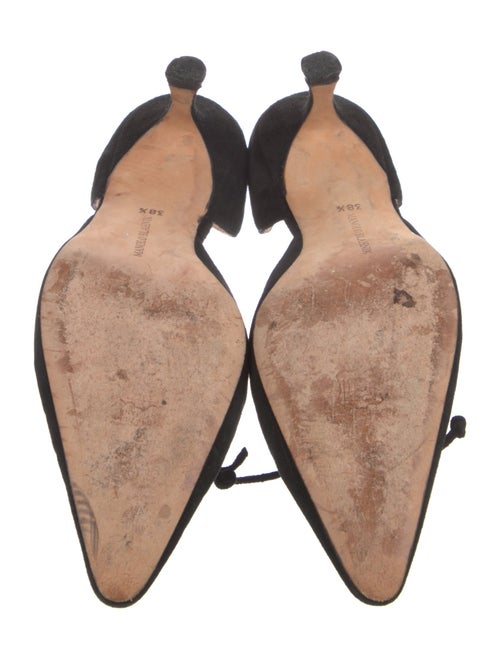 Manolo Blahnik Suede Bow Accents D'Orsay Pumps