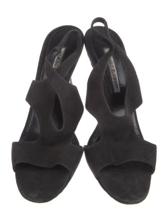 Manolo Blahnik Suede Slingback Sandals