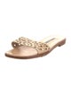 Manolo Blahnik Leather Lasercut Accents Slides