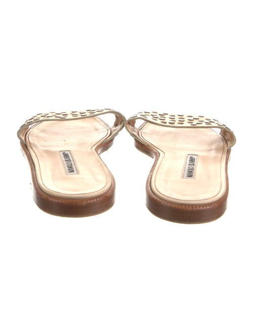 Manolo Blahnik Leather Lasercut Accents Slides