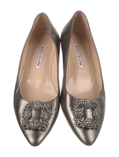 Manolo Blahnik Leather Crystal Embellishments Flats