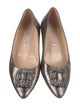 Manolo Blahnik Leather Crystal Embellishments Flats