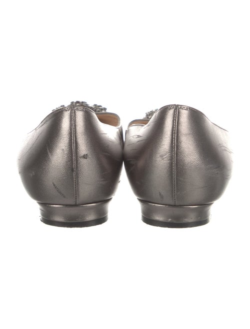 Manolo Blahnik Leather Crystal Embellishments Flats