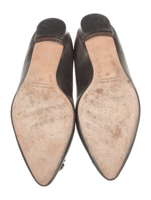Manolo Blahnik Leather Crystal Embellishments Flats