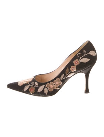 Manolo Blahnik Canvas Floral Print Pumps