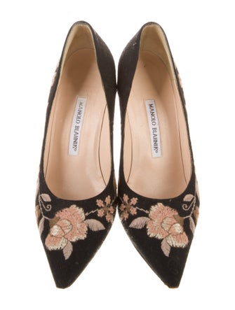 Manolo Blahnik Canvas Floral Print Pumps