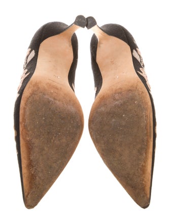 Manolo Blahnik Canvas Floral Print Pumps