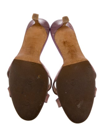 Manolo Blahnik Crocodile Animal Print Slides