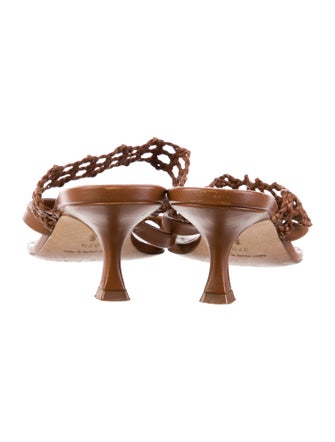 Manolo Blahnik Leather Braided Accents Slides