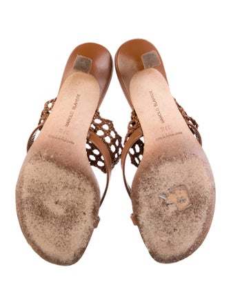 Manolo Blahnik Leather Braided Accents Slides