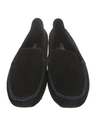Manolo Blahnik Suede Whipstitch Trim Loafers