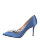 Manolo Blahnik Satin Crystal Embellishments Pumps