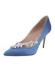 Manolo Blahnik Satin Crystal Embellishments Pumps