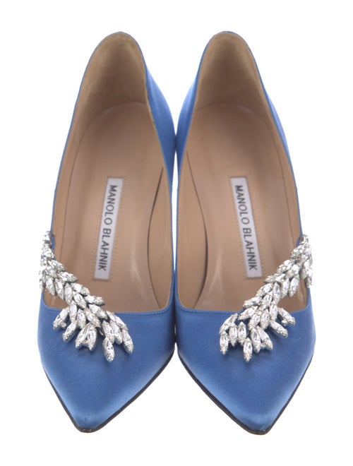 Manolo Blahnik Satin Crystal Embellishments Pumps