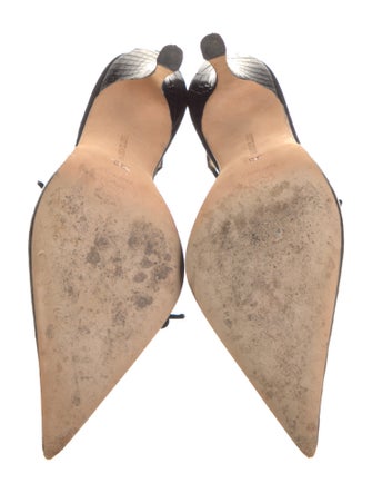 Manolo Blahnik Embossed Leather Slingback Pumps