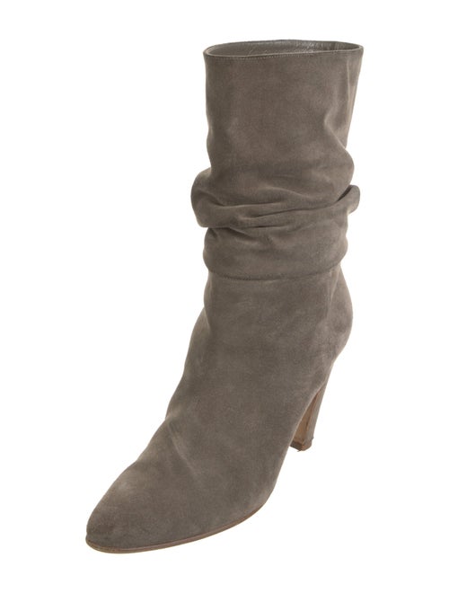 Manolo Blahnik Suede Pleated Accents Slouch Boots
