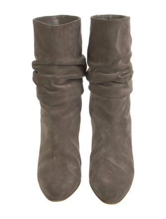 Manolo Blahnik Suede Pleated Accents Slouch Boots